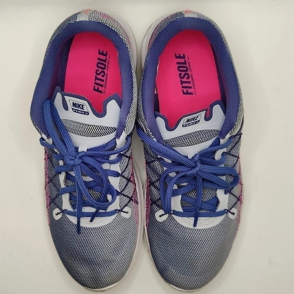 Nike Women's Flex Fury 2 Running Shoe Pink and Purple Athletic Shoes Size 9.5